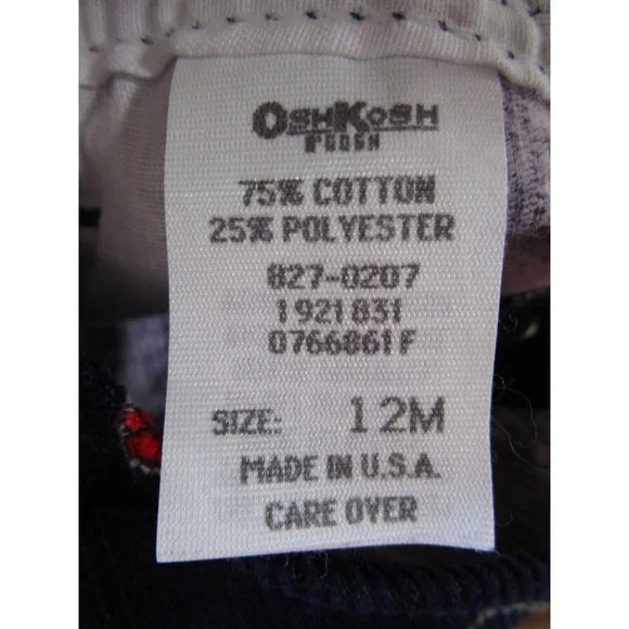 OshKosh BGosh Vestbak Cowboy Teddy Navy Blue Corduroy Overalls 12M EUC USA Made